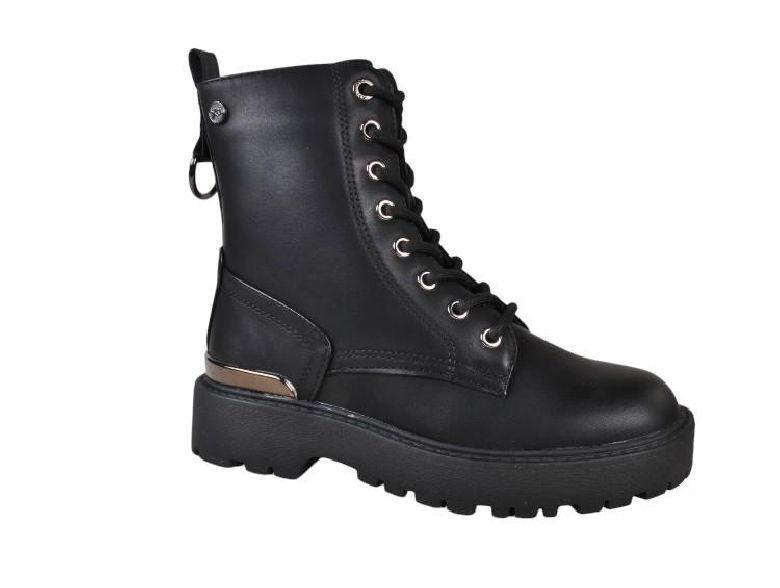 BOTIN MILITAR NIÑA CORDONES DETALLE  TALON METAL XTI