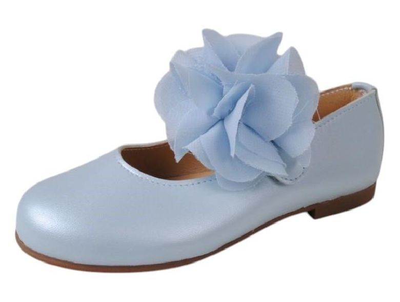 Zapatos mercedes de niña piel con flor Landos