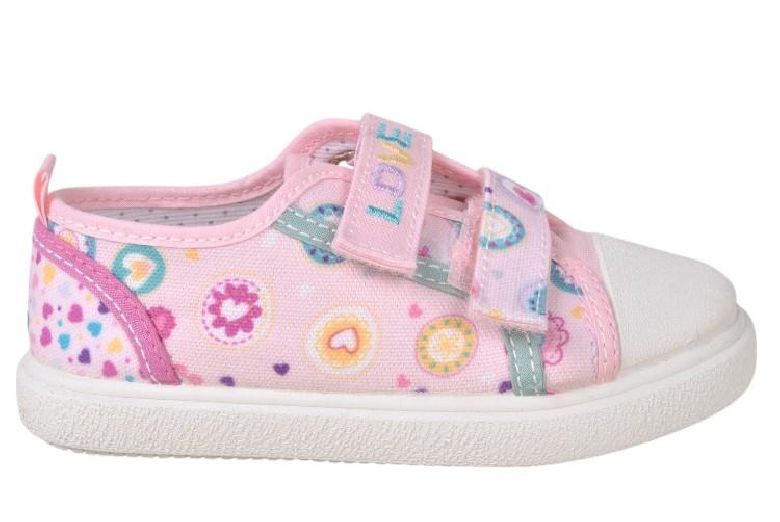 ZAPATILLAS LONA NIÑA VELCROS ESTAMPADA LOVE VUL-LADI